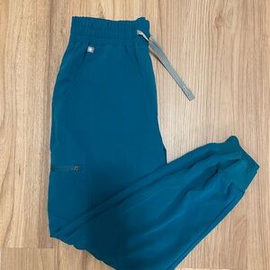 FIGS Teal Blue Jogger Scrubs with Drawstring